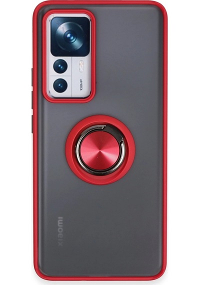 Newface Xiaomi Mi 12t Pro Kılıf Montreal Yüzüklü Silikon Kapak Glblseme - 81 - Kırmızı