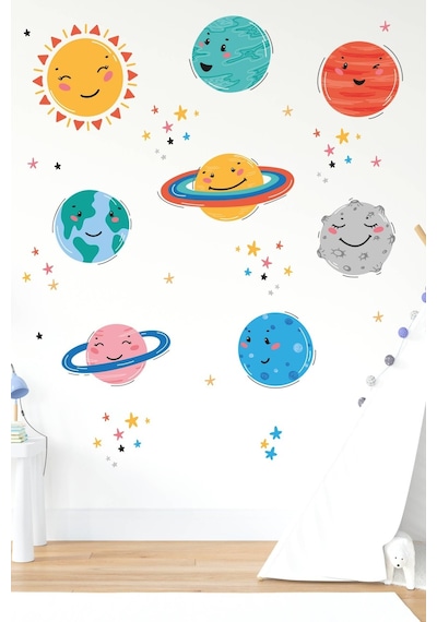 MSticker Sevimli Güneş,uzay Figürleri Ve Yıldızlar Çocuk Bebek Odası Sticker