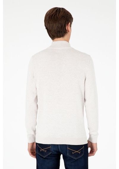 U.S. Polo Assn. Erkek Slim Fit Yarım Boğazlı Taş Melanj Basic Kazak 50288887-VR225