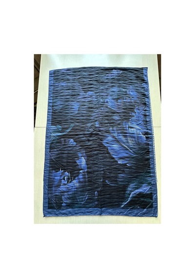 Müslüm, Floral Yaprak Desenli Bürümcük Şal Zarif, Kaymaz, Terletmez Ve Rahat Kullanım 75 X 200 Cm Siyah Mavi