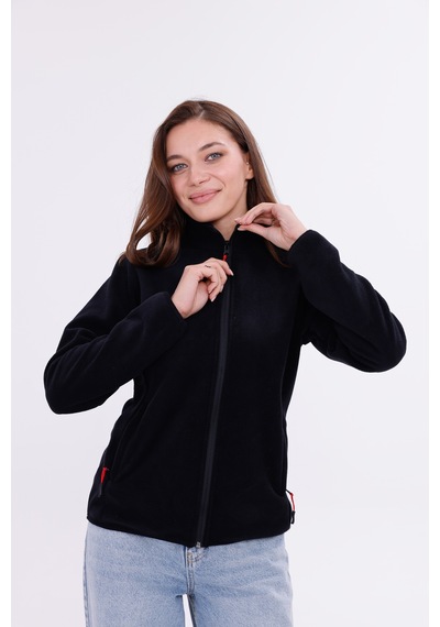 Monox Kadın Slim Fit Tam Fermuarlı Polar Ceket Siyah