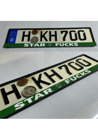 Dekor Araç Plakalığı "star Fucks" Desenli Oto Plakalık Plastik 2 Adet