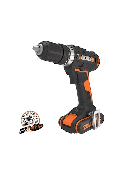 Worx WX370.1 20 Volt - 2.0AH Li-ion Çift Akülü Profesyonel Şarjlı Darbeli Matkap