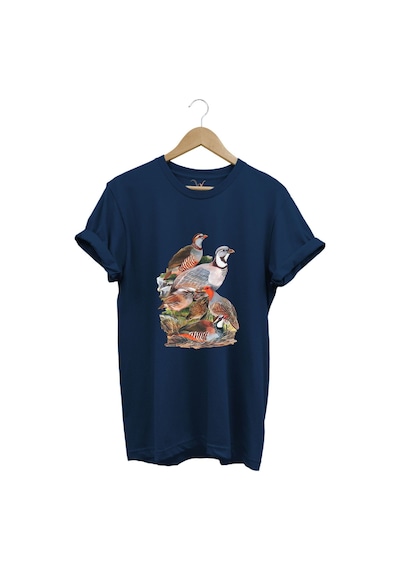 Avcılık Hunter Keklik Avcılığı Baskılı Regular Fit %100 Pamuk Lacivert T-shirt Lacivert