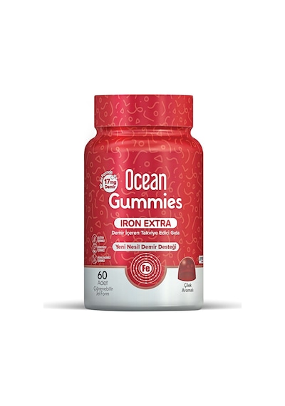 Orzax Ocean Gummies Iron Extra 60 Çiğnenebilir Jel - 17 Mg Demir İçeren Takviye Edici Gıda