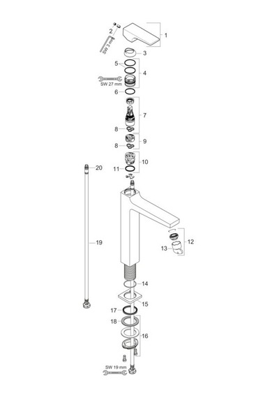 Hansgrohe Metropol Tek Kollu Lavabo Bataryası 260 Çubuk Volan, Bas- Aç Gider Seti İle, Çanak Lavabolar İçin Satin Siyah Siyah
