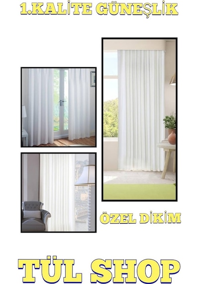 Kaliteli Güneşlik Saten Fransız Camlar Balkon Camları İçin Saten (381977673) Kırık Beyaz