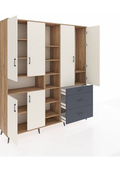 Hyperion Dolap 13 Raflı 3 Çekmeceli 6 Kapaklı 220x44x243 Çam-aytaşı/antrasit Çok Renkli Hyperion Dolap 13 Raflı 3 Çekmeceli 6 Kapaklı 220x44x243 Çam-aytaşı/antrasit Çok Renkli