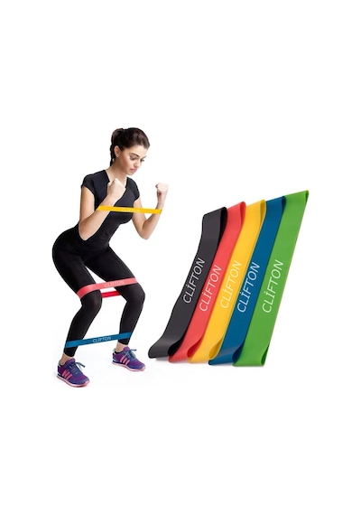 Clifton 5'li Pilates Direnç Lastiği Aerobik Yoga Egzersiz Band