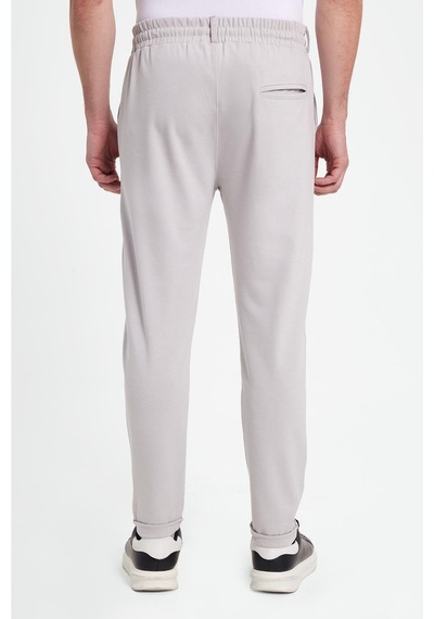 Tudors Erkek Slim Fit Pamuklu Beli Bağlamalı Yan Cepli Katlamalı Paça Jogger Gri Pantolon-42321 gri