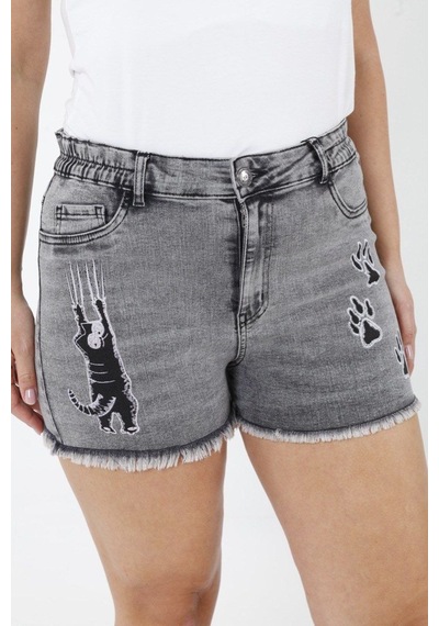Zanessi Fashıon Zanessi Büyük Beden Denim Şort Kedi Nakışlı Pamuklu Elastan Yazlık Kadın Jean Şort Siyah Zanessi Fashıon Zanessi Büyük Beden Denim Şort Kedi Nakışlı Pamuklu Elastan Yazlık Kadın Jean Şort Siyah
