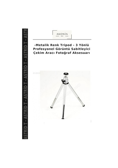 -metalik Renk Tripod - 3 Yönlü Profesyonel Görüntü Sabitleyici Çekim Aracı Fotoğraf Aksesuarı