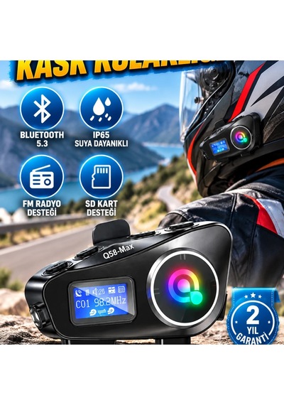 Bluetooth 5.3 Kask Kulaklığı Ip65 Suya Dayanıklı Lcd Ekranlı, Fm Radyo Ve Sd Kart Destekli