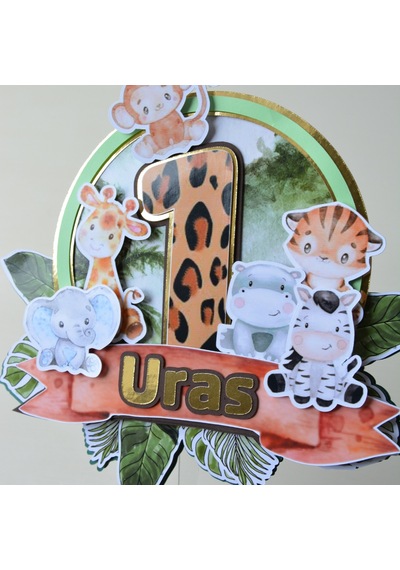 Safari Temalı Kişiye Özel Doğum Günü Pasta Parti Süsü Cake Topper