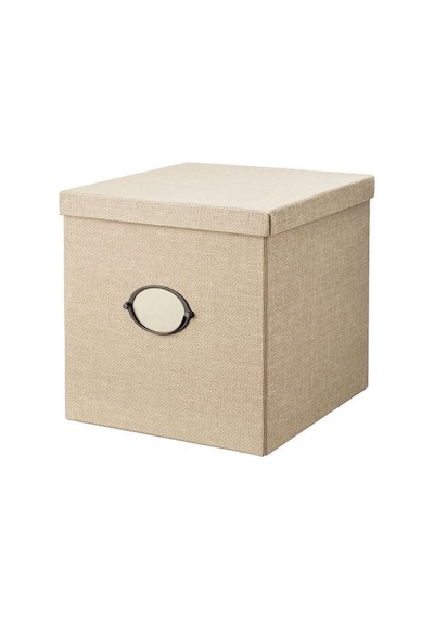 Ikea Kvarnvık Kapaklı Karton Saklama Kutusu 35 X 32 X 32 Cm Bej
