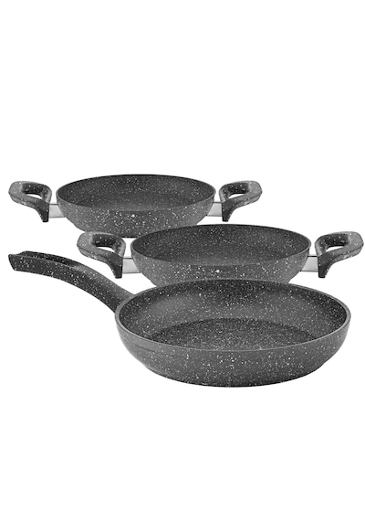 Hascevher Verona Granit 3 Parça Sahan - Tava Seti 16/18cmsahan/24cmtava Gri