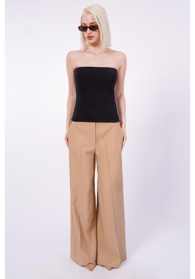 Seeh Siyah Straplez Basic Kadın Bluz Sh247 Standart