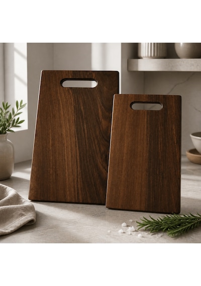 Hıcowood Doğal Ceviz 2'li Kesme Sunum Tahtası Seti -Lazerle İsim/Söz Yazılır