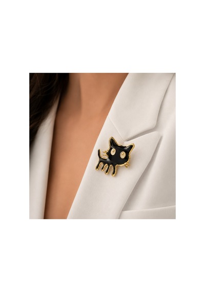 Brooch Kedi Figürlü Zarif Yaka İğnesi & Aksesuar Koleksiyonu Bakır