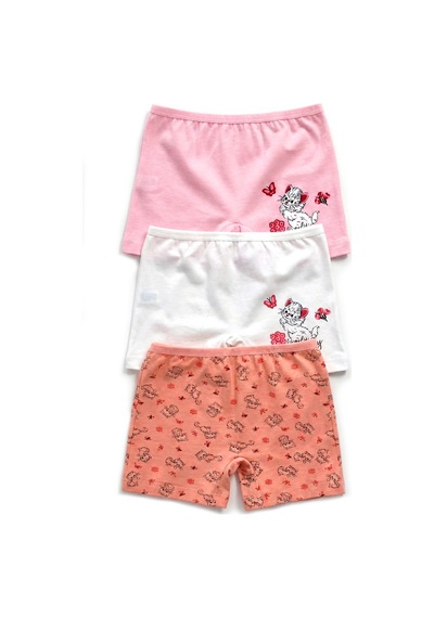 Öts Kız Çocuk 3 Lü Pamuklu Boxer Baskılı Ekstra Konforlu Kalıp 8308-3 Renkli