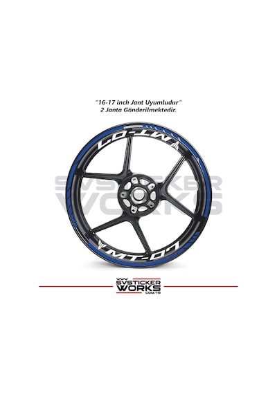 Yamaha Mt-07 Jant Sticker Dış Ve İç Set Sticker Jant Şeridi Mavi