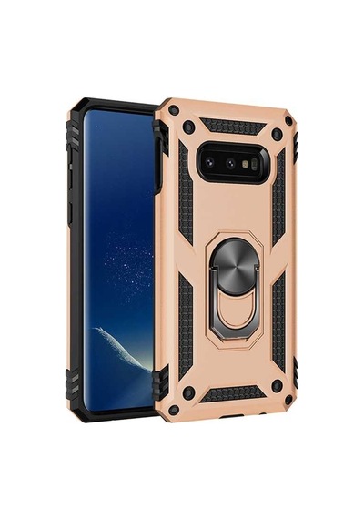Samsung Galaxy Uyumlu S10E Kılıf Sofya Yüzüklü Standlı Zırhlı Silikon Kılıf