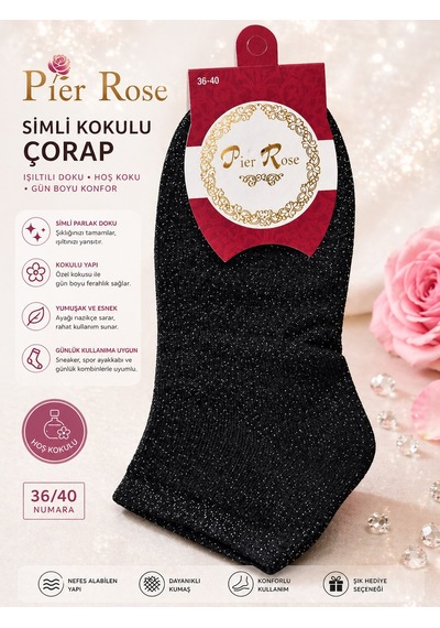 Pier Rose Simli Kadın Çorap Kokulu Parlak Soket Çorap 6 'lı Paket Pudra