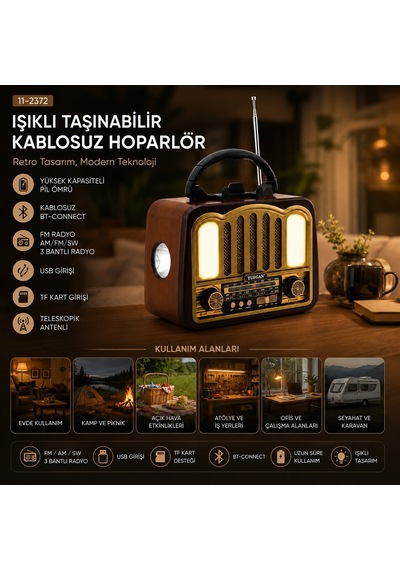 Şarjlı - Nostalji Bluetooth İbreli Fm Radyo Mp3 Usb - Tf Player Speaker Pl-4702 5250