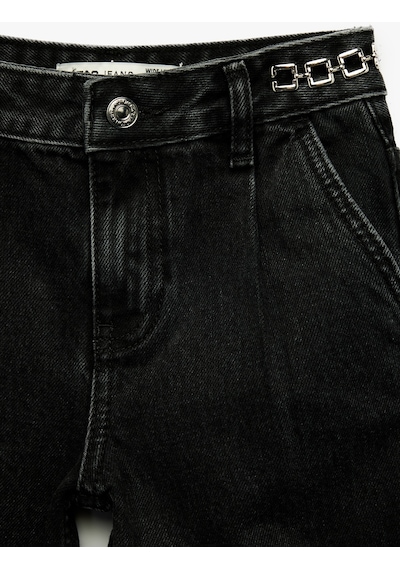 Koton Pamuklu Aksesuar Detaylı Cepli Geniş Paça Denim Pantolon - Wide Leg Jeans Siyah 6skg40073ad Koton Pamuklu Aksesuar Detaylı Cepli Geniş Paça Denim Pantolon - Wide Leg Jeans Siyah 6skg40073ad