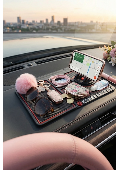 Kırmızı Severlere Özel Set - Dikiz Aynası Koruyucu Ve Numaratörlü Organizer 1 Set