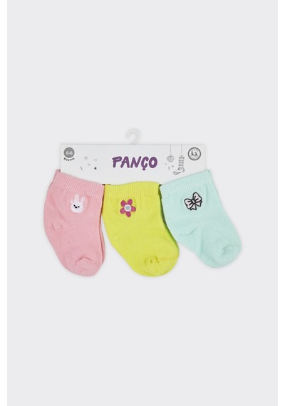 Panço Kız Bebek Nakışlı Soket Çorap Seti Renkli 2412GB11001