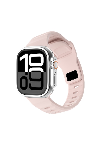 Watch 7 45mm Kordon Kordon Çift Renk Özel Tasarım Krd-160 Silikon Strap Kayış Açık Pembe