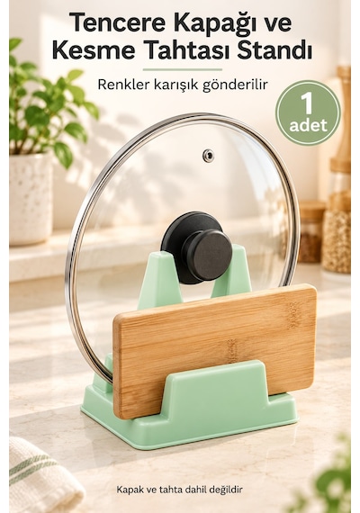 Mutfak Düzenleyici Stand Tencere Kapağı Tutucu Ve Kesme Tahtası Düzenleyici Karışık