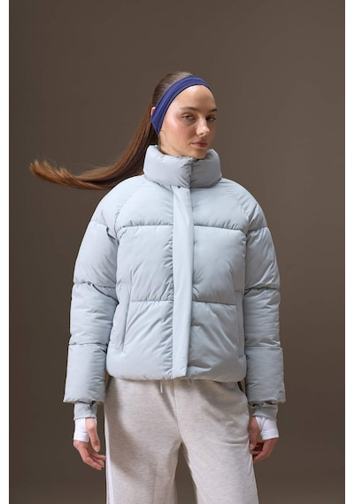 Defacto Su İtici Regular Fit Dik Yaka Reglan Kol Kışlık Şişme Mont A1550AX23AU Gri