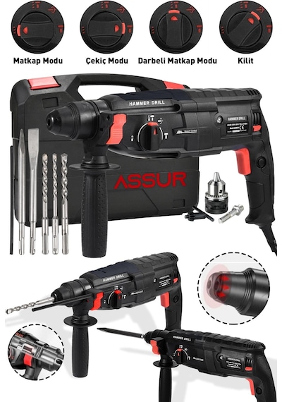 Assur Profesyonel Metal Şanzıman Kırıcı Delici Hilti Darbeli Matkap 2 - 28mm - 1805