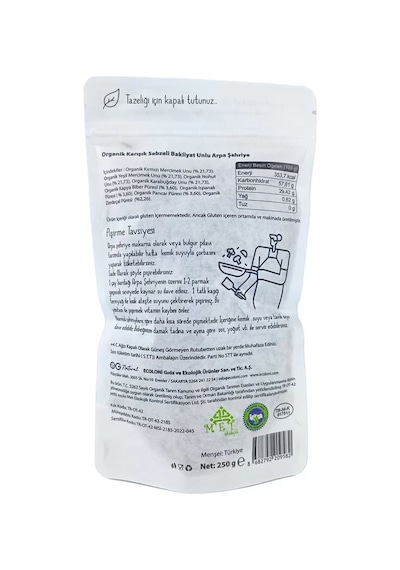 OG natural Organik Karışık Sebzeli Bakliyat Unlu Arpa Şehriye 250 G +6 Ay
