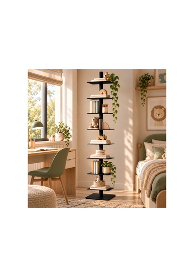 Axis 8 Raflı Metal Kitaplık Modern Tasarım Dikey Dekoratif Kitaplık Siyah - 935176049 Siyah