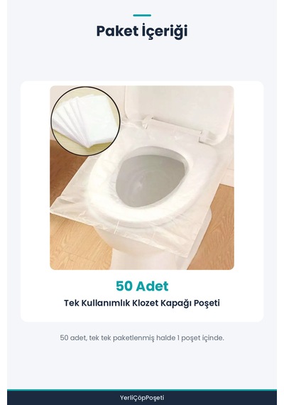 Tek Kullanımlık Klozet Kapağı Poşeti - 50 Adet Beyaz