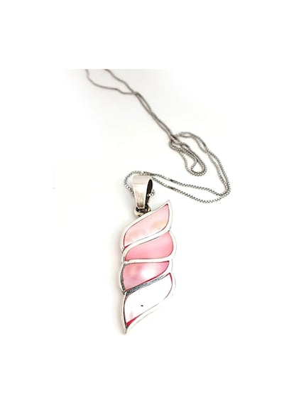 Pembe Sedef Taşlı 925 Ayar Gümüş Modern Kolye