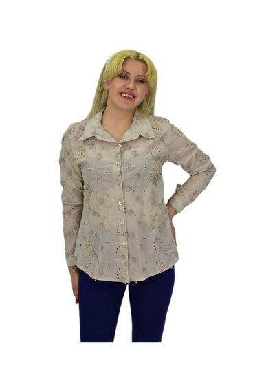 Kadın Brodeli Taşlı Bluz Bgl-st03720 001
