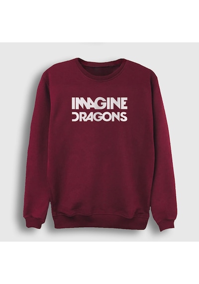 Presmono Unisex Logo V2 Imagine Dragons Sweatshirt Bordo