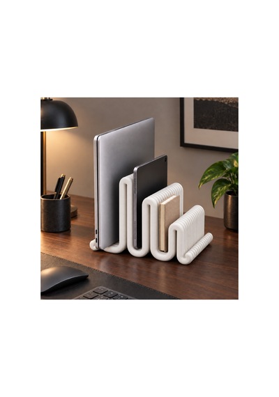 Cora Dekoratif Çoklu Laptop / Dergi / Tablet Standı - Beyaz