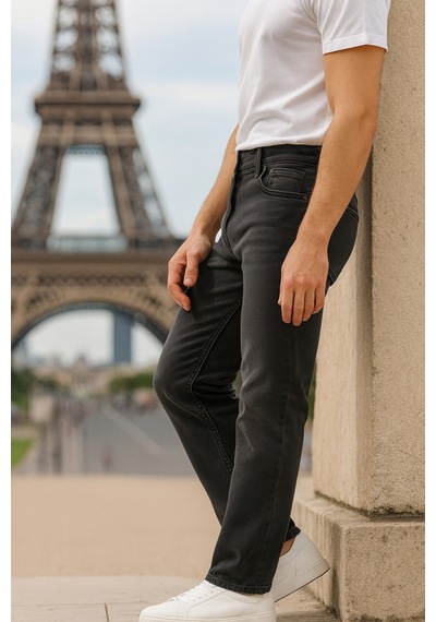 Cedy Denim Regular Fit Jean Martin Yüksek Bel Standart Kesim Esnek Kot Pantolon C336 Antrasit