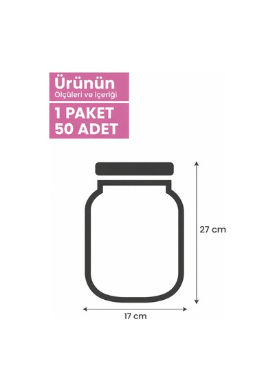 Büyük Boy Gümüş Metal Kapaklı Kavanoz Görünümlü Saklama Poşeti 17x27 Cm-1000 Ml 50 Adet Şeffaf