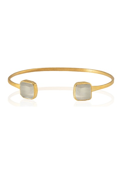 Kadir Jewellery 22 Ayar Altın Kaplama El İşçiliği Zirkon Taşlı Kadın Charm Bileklik Gri