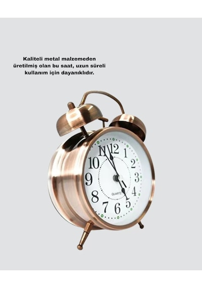Retro Tarz Bronz Dekoratif Masa Saati Metal Gövde Yüksek Sesli Alarm Çr 57403925