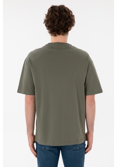 U.S. Polo Assn. Erkek Comfort Fit Bisiklet Yaka Haki Tişört 50306017-VR111