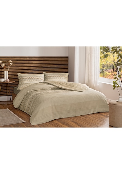 Özdilek Herringbone Çift Kişilik Soft Life Saten Nevresim Takımı Bej