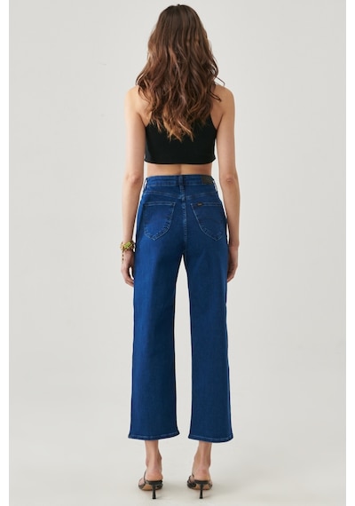Lee Wide Leg Fit Yüksek Bel Geniş Paça Esnek Jean Kot Pantolon L31ZPDUE Koyu Mavi