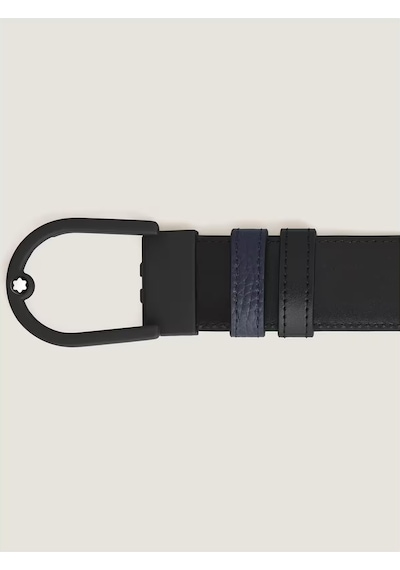 Montblanc At Nalı Tokalı 35 Mm Çift Taraflı Deri Kemer 222413 Lacivert